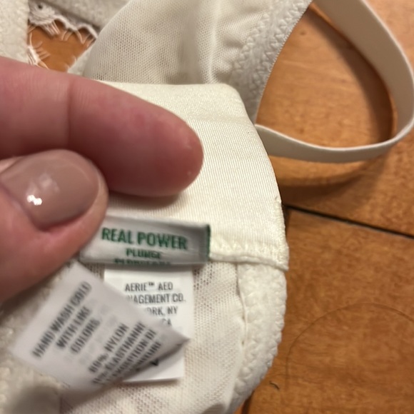 BOGO FREE ALL ITEMS Aerie NWOT 34 D Real Power Plunge off white lace push-up - Picture 10 of 12